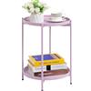 HollyHOME Tavolino Rotondo Piccolo Tavolino Salotto Metallo Tavolino Basso 2 Ripiani Comodino Camera da Letto Tavolino da Divano per Soggiorno Balcone Patio, Viola Chiaro