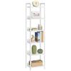 MAHANCRIS Libreria, scaffale indipendente, 6 ripiani, 24 x 33 x 157,5 cm, ripiani aperti per soggiorno, camera da letto, ufficio, con telaio in metallo, colore bianco ABKBW6601N1