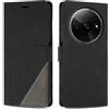SONWO Cover per Xiaomi Redmi A3 / Xiaomi Poco C61 4G, Flip Custodia in PU Pelle, Cover a Libro Portafoglio con Slot per Schede e Supporto Stand per Xiaomi Redmi A3 / Xiaomi Poco C61 4G, Nero