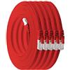1aTTack.de Cat.7 cavo di rete piatto 10GB/s Slim Flat Cavi RJ45 Patch cavi di installazione nastro - compatibile CAT5 CAT6 CAT7 CAT 8 rosso - 5 pezzi 0,5m