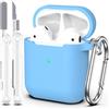 MHYALUDO Custodia per Airpods 1a/2a generazione (2016/2019),Custodia protettiva in morbido silicone per Airpods 1a/2a con LED visibile sulla parte anteriore,con kit di pulizia,Azzurro