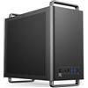 NEWWAY NC1 Case PC Mini Tower Portatile - Compatibile con Mini-ITX, ITX, Micro-ATX - USB Tipo C - 1 x Ventola Inclusa 9MM 3 PIN Molex - Parete in Rete Metallica - Nero