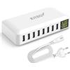 Kitbox Caricatore USB 8 porte da 40W Caricabatterie Carica Rapido 5V/2.4A Alimentatore Presa USB Charger Stazione di Ricarica Multipla Per Cellulare iPhone/iPad Pro/Samsung Galaxy S10 S9 / Pixel 7a