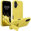 kwmobile 1x Custodia Compatibile con Apple iPhone 16 - Cover Supporto Dita - Back Case per Smartphone - Protezione Gommata Giallo radiante