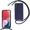 FERLAN Custodia per Samsung Galaxy A13 4G Cover con Cordino,Blu Silicone Antiurto TPU Morbido Case Corda Collana Necklace Regolabile Stylish con Catena Ultra Sottile Cover per Samsung Galaxy A13 4G,Blu navy