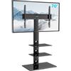 BONTEC Universale Supporto TV da pavimento per TV da 30-70 pollici LED OLED LCD, Porta TV da Terra Regolabile in Altezza con Ripiani in Vetro Temperato a 3 Livelli Max VESA 600x400mm, Fino a 40KG