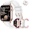 Iaret Smartwatch Donna, 4 Cinturini Regalo, 1.83 Orologio Chiamate HD, 110+ Sport Fitness Tracker, Monitoraggio Sonno/Frequenza Cardiaca/Ciclo/Contapassi, per iPhone/Android, Bianco