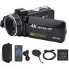 Qiilu camera 4k camera 4k Videocamera digitale, videocamera 4K anti-vibrazioni Videocamere Videocamere Video digitale ad alta definizione Zoom 18X IPS da 3 pollici Touchscreen adatto pe