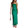 xxxiticat Abito da donna estivo in raso, sexy, senza schiena, ritagliato, formale, per matrimoni, ospiti, serate, feste, Verde 2, L