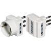 BTicino S3611D Adattatore Tris con Spina, 2P+T, 16A per 1 Presa Tedesca e 2 Prese Bipasso & S3603D Presa Tripla, Bianco