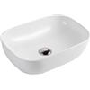 MUEBLES PITARCH -Lavabo rettangolare arrotondato, ceramica bianca, 14x46x32 cm, lavabo sopra il piano di lavoro, per bagni sovrapposti