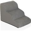 hjh LIVING Scala per animali domestici 3 gradini PAWY Step 3 Cani scale con rivestimento lavabile, lampada antiscivolo per cani grigio