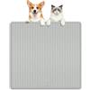 Bartuke Tappetino in silicone per cibo per cani e gatti, 61 x 61 cm, grande, per cani e gatti, tovaglietta per cibo e acqua con bordo rialzato, impermeabile, a prova di perdite (grigio)