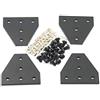 Befenybay Set di 4 piastre angolari con 20 viti M5 x 8 mm e 20 dadi M5 T, piastra di giunzione esterna a T a 5 fori per telaio per stampante 3D con profilo in alluminio serie 2020 (nero T-4 con vite)