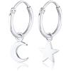 Elli Orecchini da Donna Creoli Stella Mezzaluna Astro Trend in Argento Sterling 925