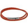 Schmuck Les Poulettes LES POULETTES BIJOUX - Bracciale Uomo Doppio Giro Cuoio Intrecciaro Tondo Per Polso da 19cm - Arancione