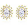 HeyMeili Orecchini principessa Diana forma ovale zirconia cubica argento 925 orecchini a bottone placcato oro giallo per donne