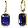 Zavana Orecchini a Cerchio Oro Donna con Cristallo Blu Rettangolare, Hoop Acciaio Inossidabile Placcato Oro con Pendenti Rimovibili 33 mm