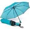 PERLETTI Ombrello Pieghevole Antivento Donna Tinta Unita - Ombrello Compatto da Borsa Resistente Apri Chiudi Automatico - Ombrellino Ragazza da Viaggio Robusto - Diametro 98 cm (Azzurro Fluo)