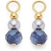 JEWELS BY LEONARDO Ciondolo Beauty's Aline - 1 paio di ciondoli in acciaio inox dorato - pietre di vetro blu sfaccettato, perla grigia e sfera dorata - Gioielli regalo per donne - 025523