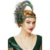 BABEYOND Fascia Charleston Anni 20 con Piume di Pavone, Fascia Capelli Donna Anni 20, Accessori Anni 20 Donna Gatsby(Pavone)
