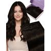 Fshine Extension Capelli Veri Tessitura 55 cm 100 g Extension Tessitura Capelli Veri Farfalla PU Lisci Butterfly Weft Umani Castano Scuro Double Weft Invisibile Micro Beads Matrimonio Colore 2