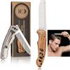 CHARMNAIL Pettine Tascabile Pieghevole per Uomini, Pettine Barba e Capelli in Acciaio Inox con Manico in Legno di Zebrano, 16.7 cm, per Viaggio