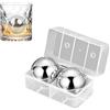 Elitecran 2 Pezzi 55 MM Palline di Whisky Riutilizzabili, Sfere di Ghiaccio in 304 Acciaio Inox con Scatola, Cubetti di Ghiaccio in Metallo Rotonde, Pietre di Raffreddamento, Stainless Steel Round Ice Cube (A)