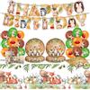 JUNBAOYYDS Piatti Animale Decorazione Stoviglie per Feste, set di stoviglie per festa a tema giungla e animali della foresta,