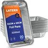 LATERN 20 Pezzi Teglie da Forno in Alluminio, 31 x 26 x 5CM Vassoi per Arrosti Usa e Getta Forno Congelatore Sicuro Cottura Cottura Alla Griglia Pentole per Feste Stoccaggio da Asporto Contenitori