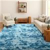 SOANNY Tappeto Soggiorno a Pelo Lungo, Lavabile, Antiscivolo e Morbido, Tie-Dye, Shaggy, per Camera da Letto e Bambini, Scendiletto, 140x200 cm, Blu Scuro
