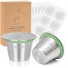 RECAPS Capsule Espresso Ricaricabili Caffè Cialde Tazze In Acciaio Inox Compatibili con Nespresso OriginalLine (2 Cialde+120 Coperchi), RC-2N-120L