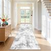 SHACOS Tappeto Corridoio Moderno 80x300cm, Pelo Corto Tappeto Runner Ingresso Antiscivolo Lavabile Tappeto Passatoia Astratto Tappeto Lungo per Ingresso Cucina Lavanderie, Grigio Chiaro