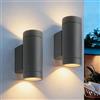 EBION 2 Pezzi Applique Da Esterno GU10, Luci Up Down Lampade Da Parete Esterno IP65 Impermeabile, Moderno Su e giù Lampada a Muro Alluminio, Antracite(Lampadina non inclusa)