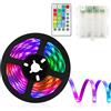 SOAIY Strisce LED RGB di 3M, Striscia Luminosa Adesiva a Batteria 16 Colori 4 Modalità di Illuminazione, Striscia LED Tagliabile con Telecomando 4 Timer per Decorazione TV Cucina Armadio Camera