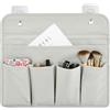 Astralong Portaoggetti da Appendere con 5 Tasche e 2 Ganci, Organizer da Appendere in Tessuto Oxford, Organizer da Parete Pieghevole, Borsa Portaoggetti da Parete per Camera Cucina Bagno Ufficio (Grigio)