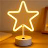 Dongcill Luce al Neon Stella,Stella Luminosa LED Bianco,Alimentata a Batteria/USB,Lampada Stellare con Base per Camera da Letto,Natale Decorazione Casa Inverno Finestra Tavolo