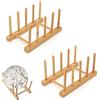 deegbbyi 2 Pezzi Porta Piatti in Bambù, Scolapiatti da Appoggio, Scola Piatti Durevole, Scolapiatti da Appoggio, Risparmia Spazio, per Riporre Piatto, Coperchi di Pentole, Tazze, Libri (4 Slot)