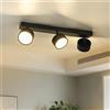 Doughelec Plafoniera Lampada da Soffitto LED 3 Faretti, 18W Faretti da Soffitto Nero Plafoniera Orientabili LED Bianco Caldo Faretto da Parete Moderna 3 Luce per Soggiorno Cucina Cameretta