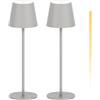 K-Bright 2 pezzi Lampada LED Dimmerabile da tavolo in alluminio,Ricaricabile 3000K/4000K/6000K Per interni/esterni Lampada da tavolo con USB ricarica (Grigio Sabbia)