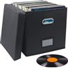 Easyhomie Scatola portaoggetti per dischi in vinile, per dischi da 7 e 12 pollici, grande capacità, per un massimo di 90 dischi, pieghevole e portatile (nero)