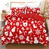 UGZDEA Copripiumino Natalizio Matrimoniale 220x240cm, set di biancheria da letto natalizia 3D con 2 federe, Babbo Natale, albero di Natale, cervo, regalo di Natala per bambini e adolescenti (H, 220x240cm)
