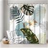 Uiiooazy Tenda Doccia Antimuffa, Tenda da Doccia 180x200cm Blu Ciel Boho Style Tropicale Foglie di Palma Verde Giungla Tende da Bagno Tessuto Lavabile Impermeabile Tende Vasca da Bagno con 12 Anelli