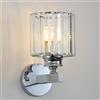 Sxtiger Applique Moderna In Cristallo, E27 Lampada Da Parete In Cristallo Argento, Per Camera Da Letto Soggiorno Sala Da Pranzo Corridoio Illuminazione (Argento Rotondo)