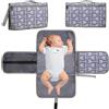 ZXTGBQ Fasciatoio Portatile, Fasciatoio Portatile Pieghevole e Impermeabile, Dispenser Salviette e un Comodo Cuscino, Riutilizzabile Lavabile In Lavatrice, Viaggio e Regalo Battesimo (Grigio)