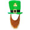 W WIDMANN MILANO Party Fashion - 09840 - Cappello a cilindro di San Patrizio con barba, verde con trifoglio dorato, irlandese, cappello, copricapo, accessorio, festa a tema, carnevale