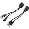 VBESTLIFE Kit Iniettore Splitter POE, Cavo Splitter Iniettore Adattatore POE Passivo 1 Paio 12V Power Over Ethernet con Connettore CC 5,5x2,1 Mm (Nero)