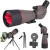 BOSSDUN 20-60x80mm Cannocchiale Zoom ad Alta Potenza con Adattatore per Telefono, Treppiede, Borsa, Oculare Angolato 45°, per Tiro al Bersaglio, Osservazione Uccelli e Caccia