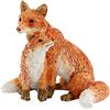 Top Collection Top Collezione Miniature Fairy Garden e terrario Mama Fox with Baby Statue, Rosso