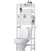 Yorbay Mensola per WC con 2 cestini, 4 livelli in bambù con porta carta e 4 ganci e poggiapiedi impermeabili, autoportante sopra il WC per il bagno (Bianco)
